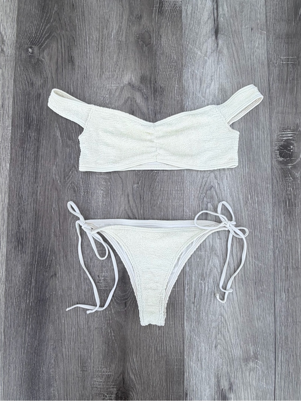 L*Space Women’s Cream Textured Tie-Side Bikini Set XS